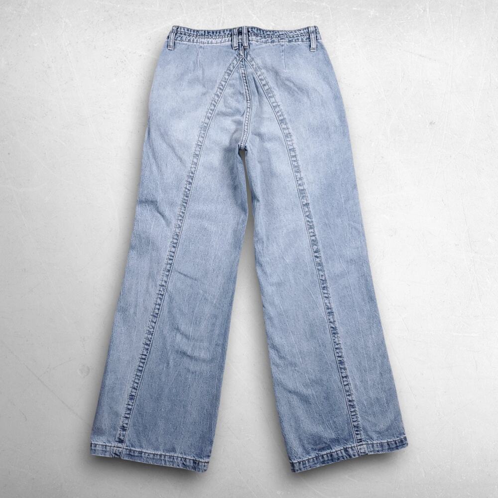 Rewash Low Rise Wide Leg Jeans Women Jr 5/27 Light Blue Denim Pleated Waist - Picture 2 of 10